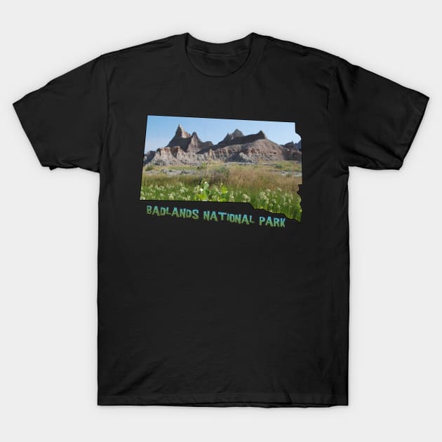 South Dakota State Outline (Badlands National Park) T-Shirt by gorff